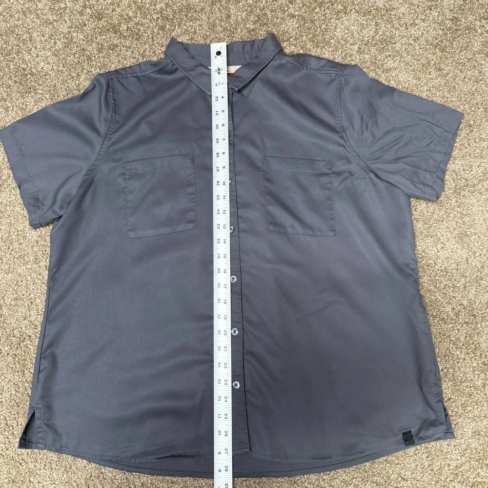 5.11 Tactical Short Sleeve Shirt Celia Mens XL Gray Tail Hem Pleated Button Up